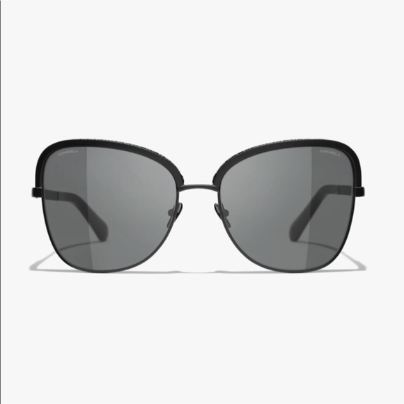 Chanel Square Sequins Sunglass, Black Metal Frame Chanel Sunglasses - Picture 2 of 6